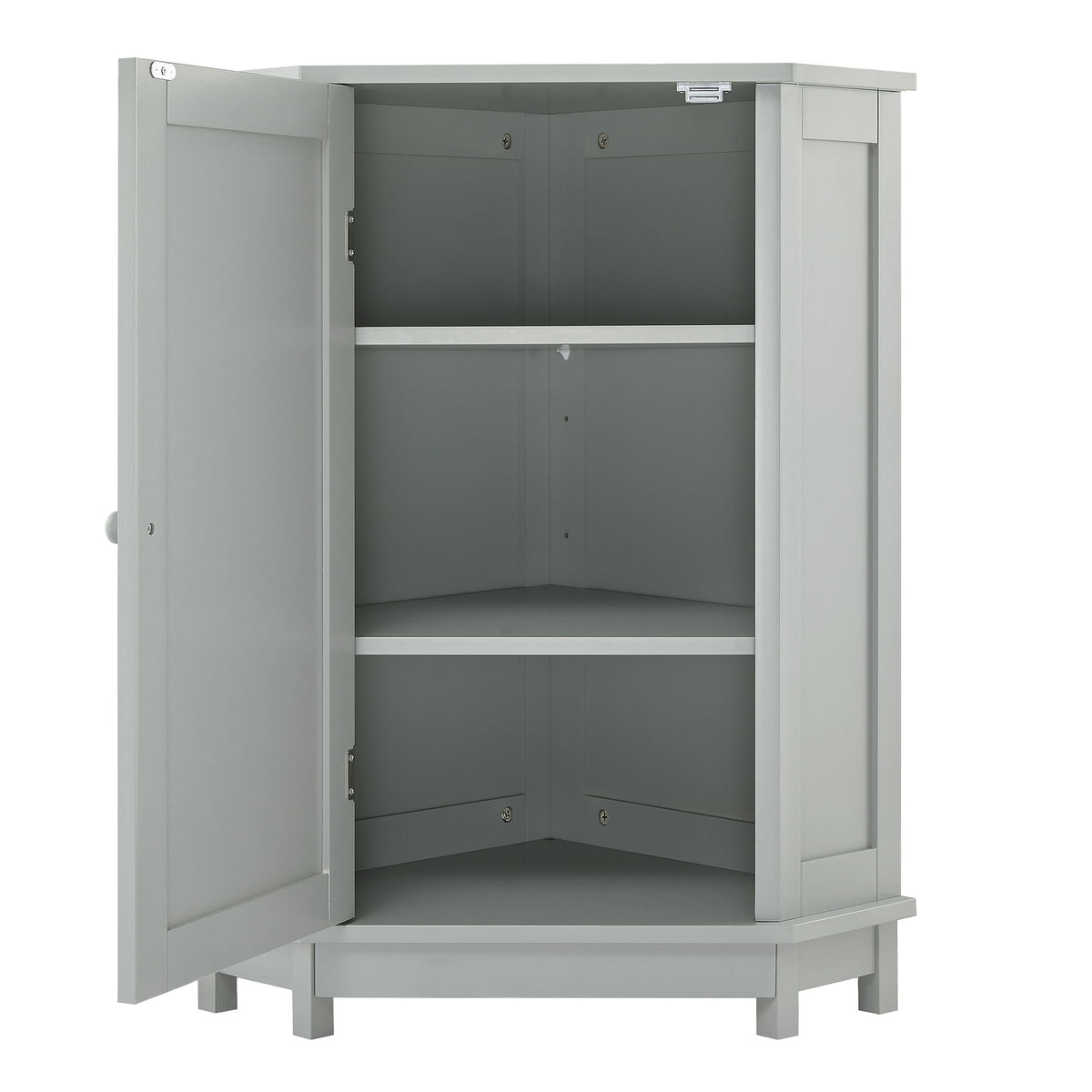 Triangle Corner Bathroom Cabinet With Adjustable Shelf, Storage Unit - Gray