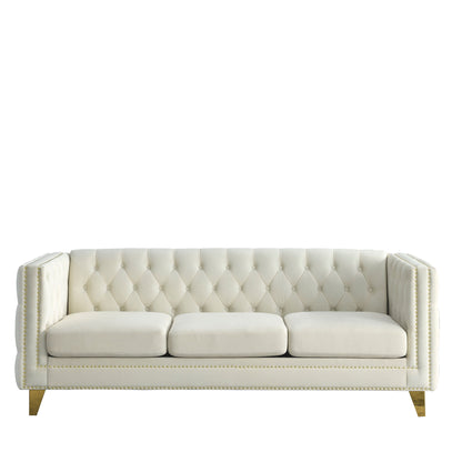 Upholstered Couch Sofa With Button Tufting For Living Room