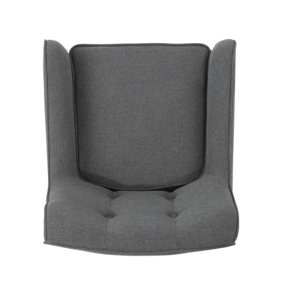 Modern Arm Chair With Tufted Back And Wooden Legs