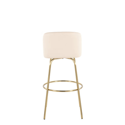 Toriano - Contemporary Fixed Height Barstool With Swivel And Round Footrest (Set of 2)