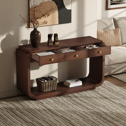 Console Table With 3 Drawers, Display Shelf