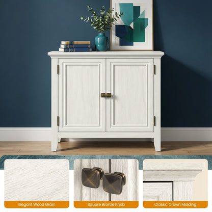 2 Door Buffet Cabinet With Adjustable Shelves - Matte White / Grayish