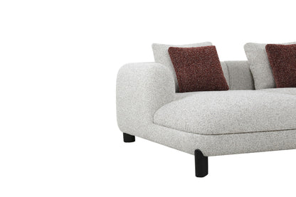 Mardi - Tweed Sectional Sofa With 3 Pillows - Maroon / Beige
