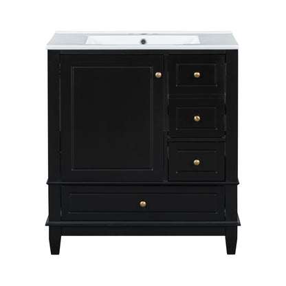 Freestanding Bathroom Vanity With Sink, Soft Close Door, 3 Drawers