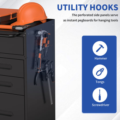 Rolling Tool Cabinet Heavy Duty Garage Storage With Lockable Doors & Drawers
