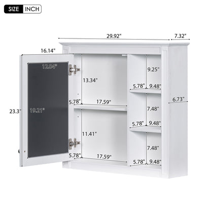 Bathroom Vanity With Medicine Cabinet, Royal Mirror Cabinet, Modern Bathroom Storage Cabinet With 2 Soft Closing Doors And 4 Drawers