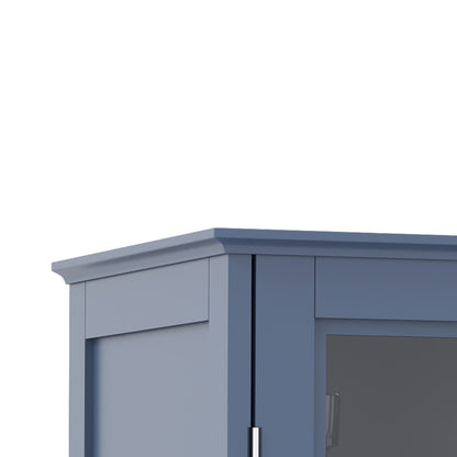 Minimalist Buffet Cabinet With Double Glass Doors And Drawer