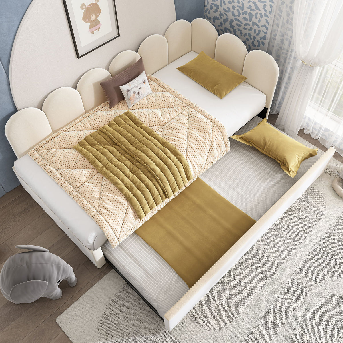 Upholstered Daybed With Metal Slatted Base