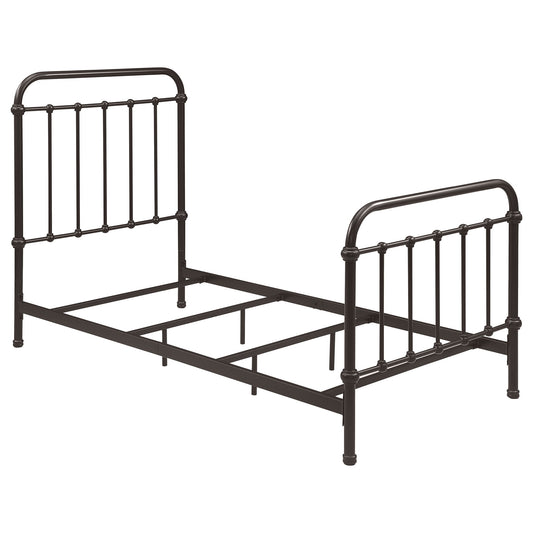 Twin Panel Bed With Ornate Design - Bronze