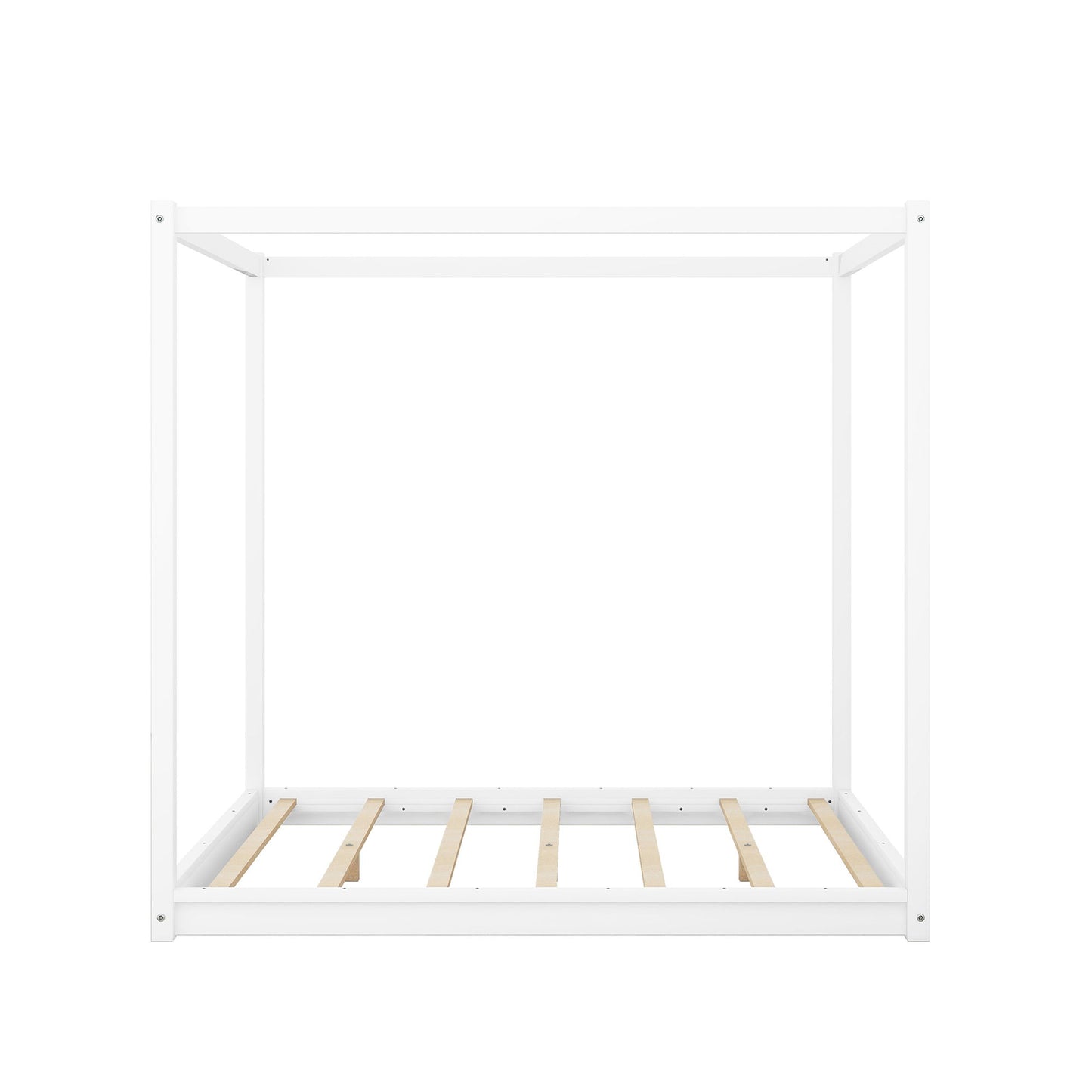 Wood Canopy Platform Bed With Support Legs And Airflow Slats