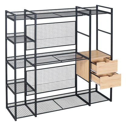 Open Style Wardrobe With Hanging Rails, Shelves And Drawers