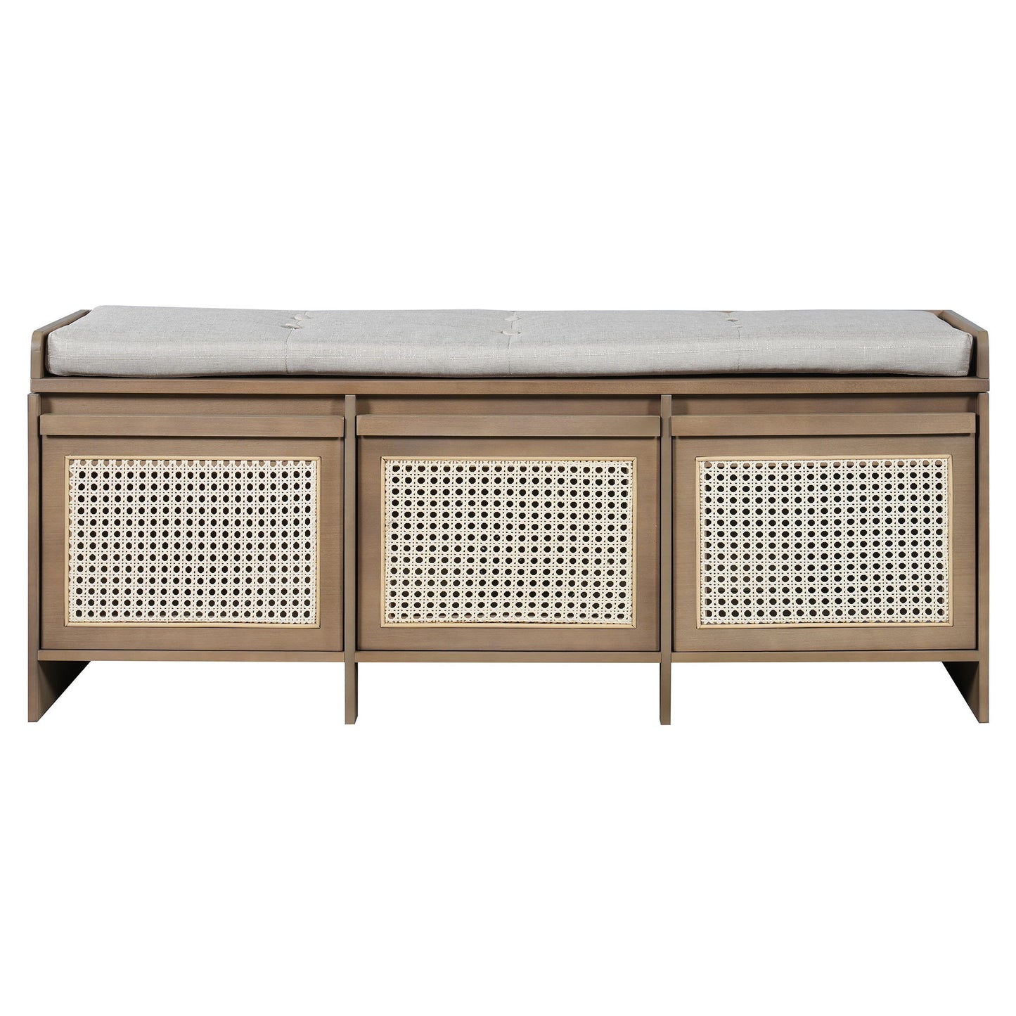 Entryway Shoe Bench With Drawers & Button Tufted Cushion