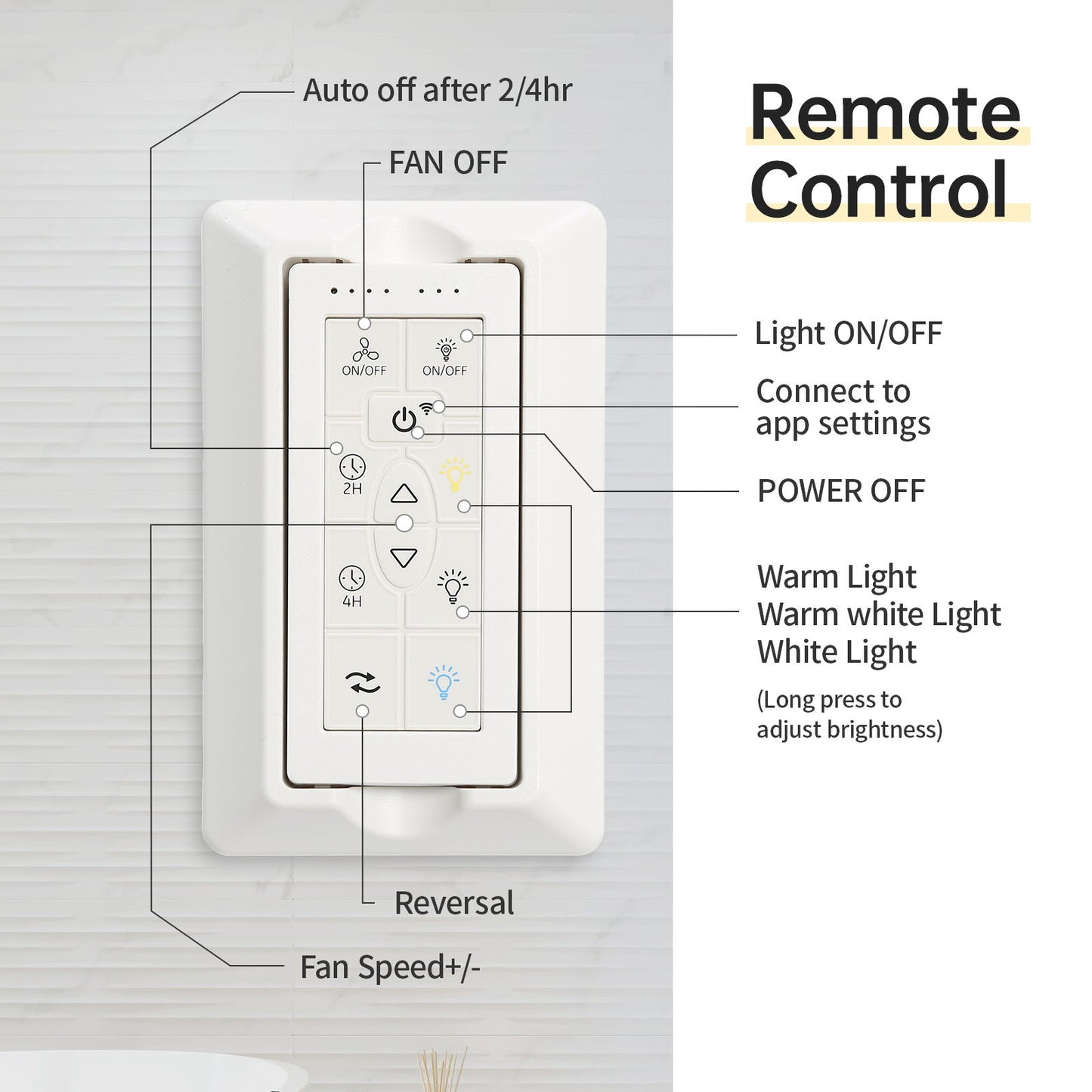 Ceiling Fan With Dimmable LED Light, 8 Blades, Reversible DC Motor, Remote Control