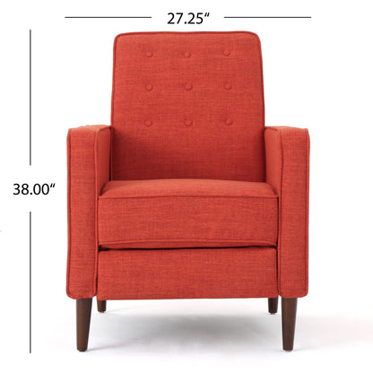 Mid-Century Modern Recliner With Button Tufted Waffle Stitch