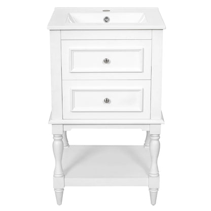 Retro Design Bathroom Vanity With Sink, 2 Drawer Storage Cabinet