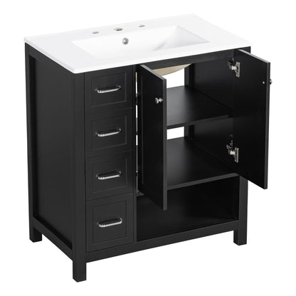 Bathroom Vanity With Sink Top, Bathroom Vanity Cabinet With 2 Doors And 2 Drawers, Open Shelf
