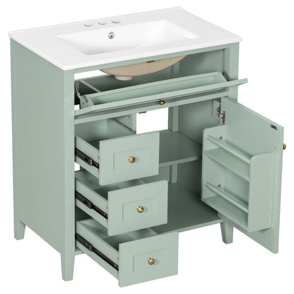 Bathroom Vanity With Sink, 3 Drawers And Adjustable Shelf, Freestanding Storage Unit