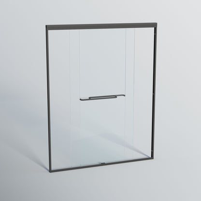 Double Sliding Shower Door, Semi-Frameless Bypass Bathroom Sliding Door With 1/4" (6 Mm) Tempered Glass For Walk-In Shower