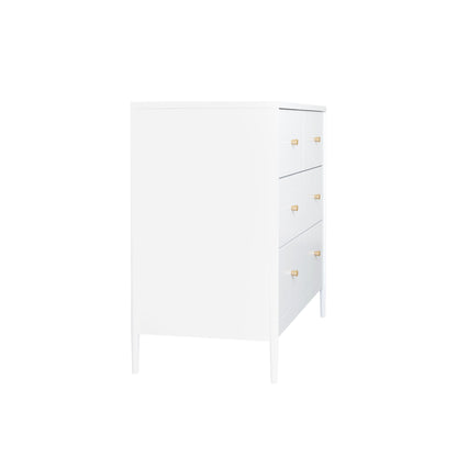4 Drawer Kids Dresser With Antique Brass Pulls - White