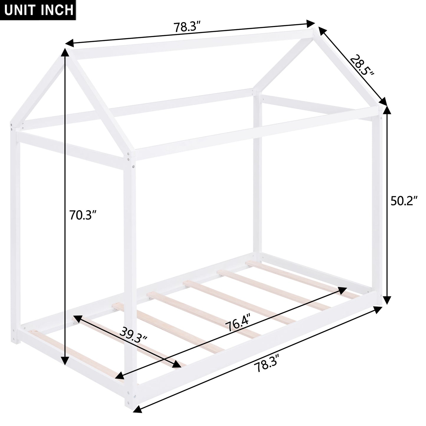 Wooden House Shaped Bed