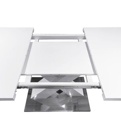 Rectangle Dining Table, Stretchable, X Shape Legs - White