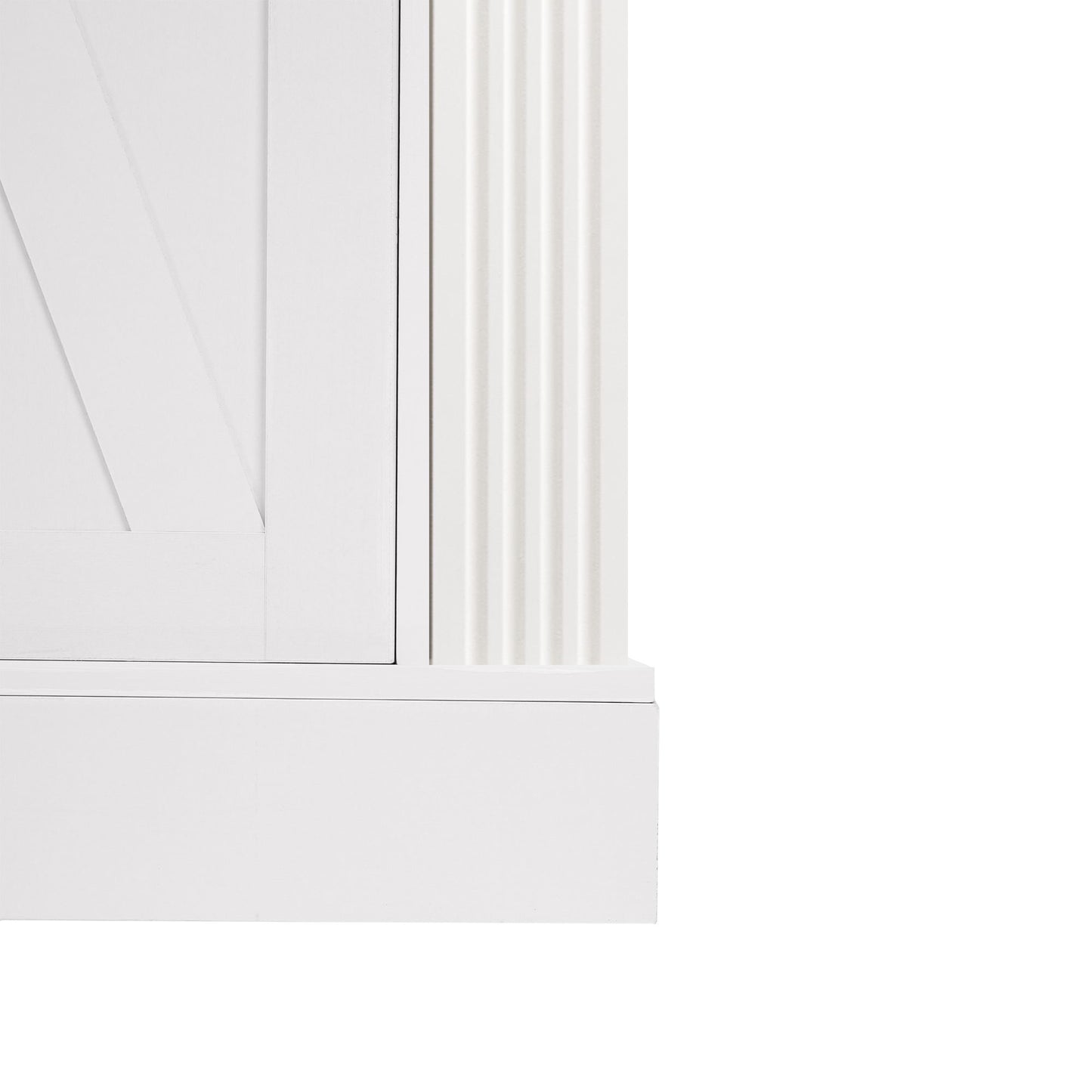 Barn Door Storage Cabinet With 2 Drawers & Door Rack, Adjustable Shelves