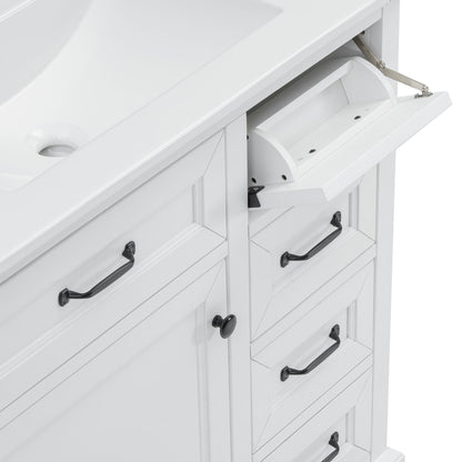 36" Bathroom Vanity With Sink, 2 Tip-Out Drawers, Soft Close Hinges