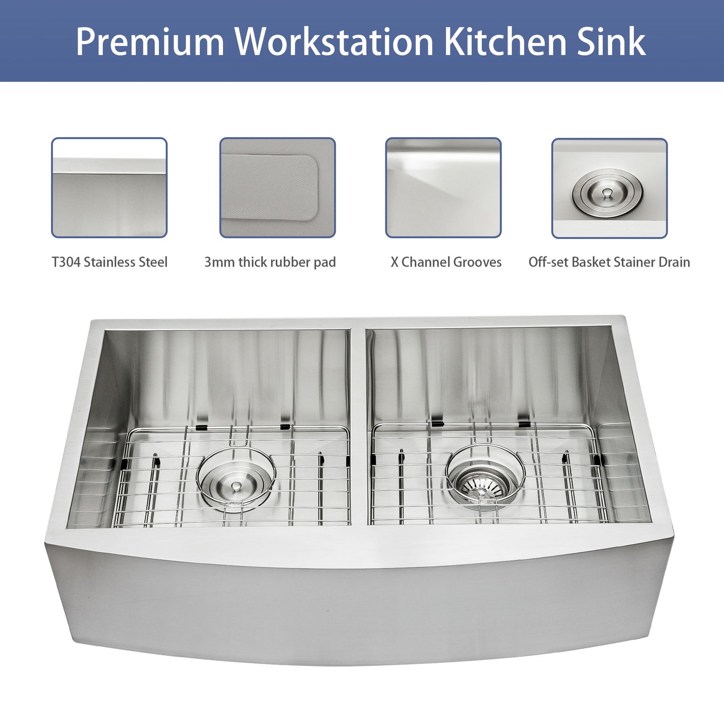 Farmhouse Double Bowl Sink With 50/50 Layout