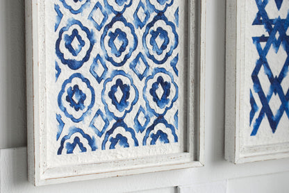 Hanging Sculptures, Modern Wall Art Decor (Set of 2) - White / Blue