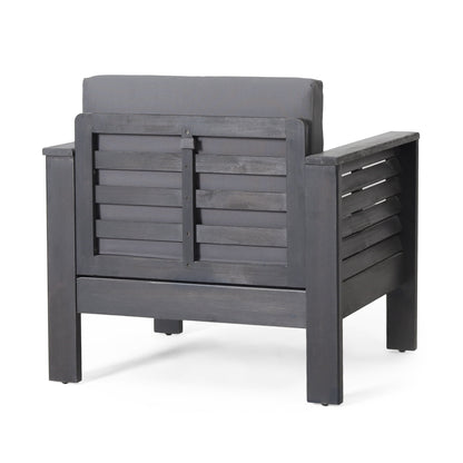 Acacia Wood Loveseat And Coffee Table Set With Cushions