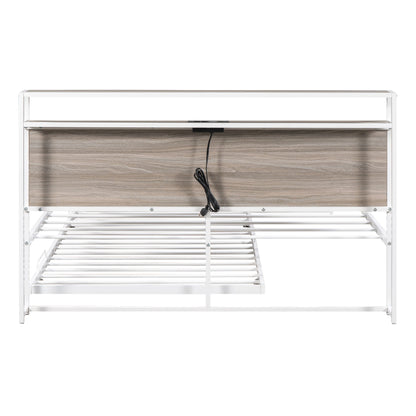 Platform Bed Frame With Trundle, USB Ports And Slat Support, No Box Spring Needed