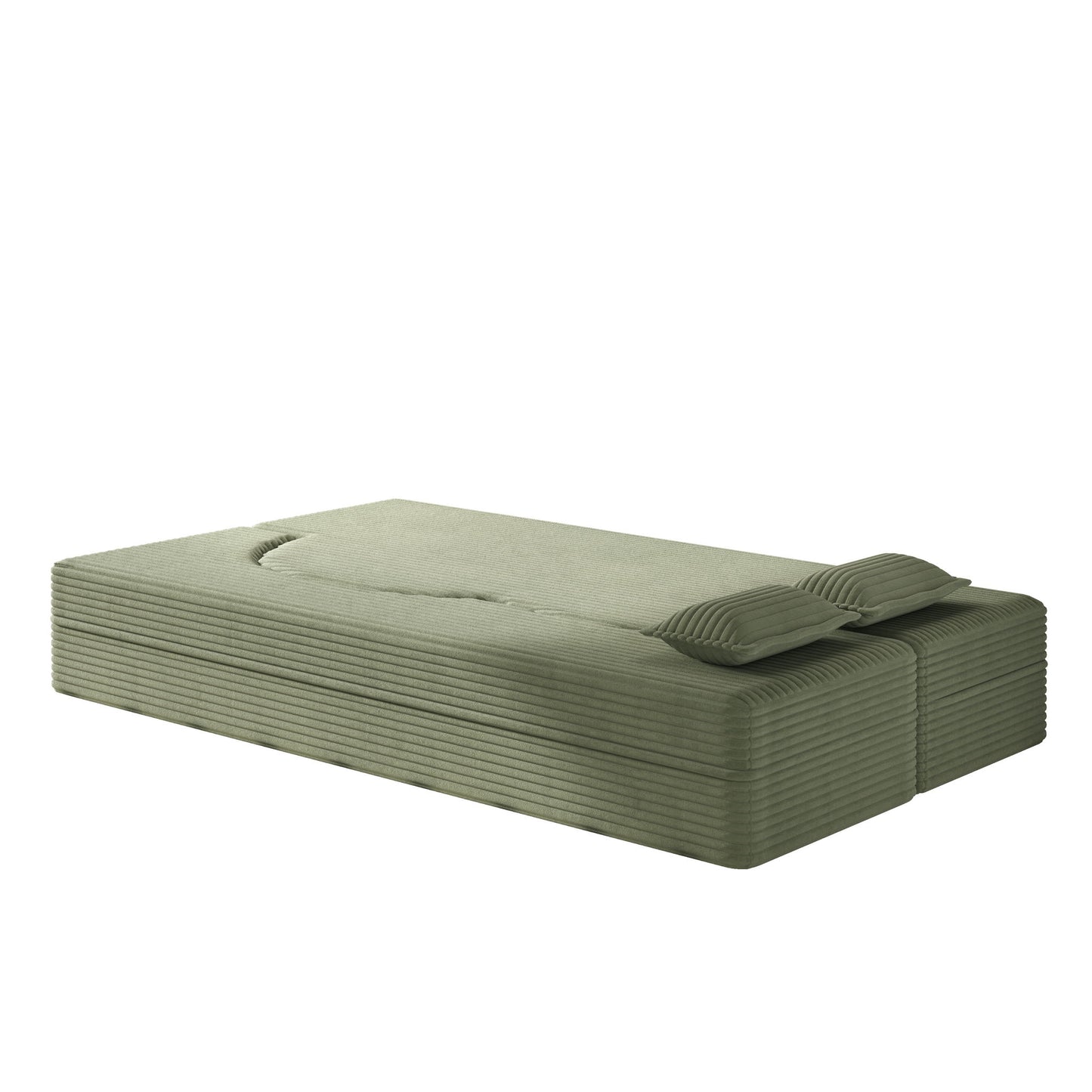 Modern Floor Sofa With 2 Pillows, Convertible Twin Size Folding Mattress For Living Room