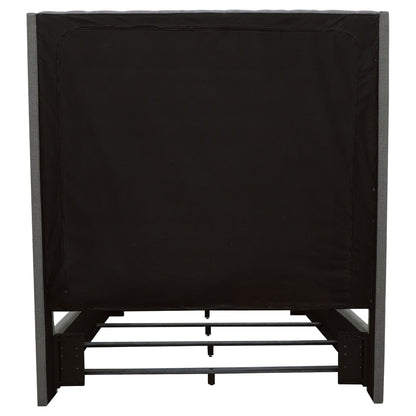California King Upholstered Panel Bed With Tufted Headboard - Gray