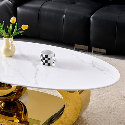 Oval Coffee Table With Geometric Precision