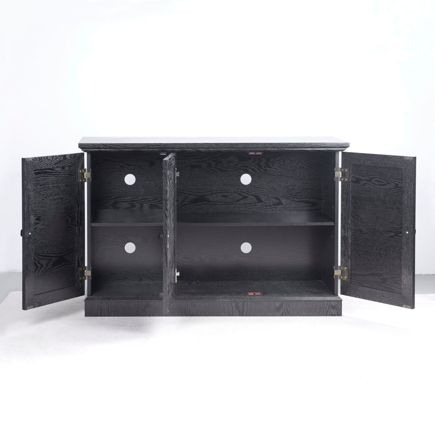 Storage Cabinet With 3 Mirrored Acrylic Doors, Adjustable Shelves