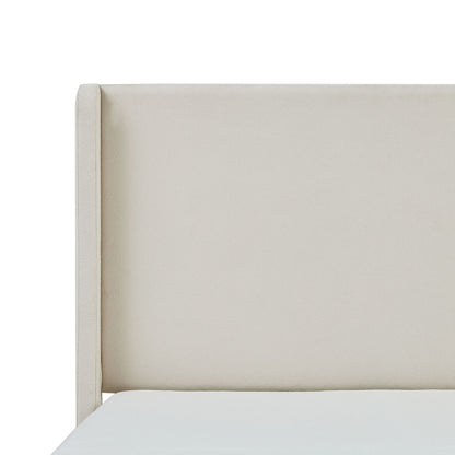 Carmen - King Size Upholstered Wingback Bed - Ivory