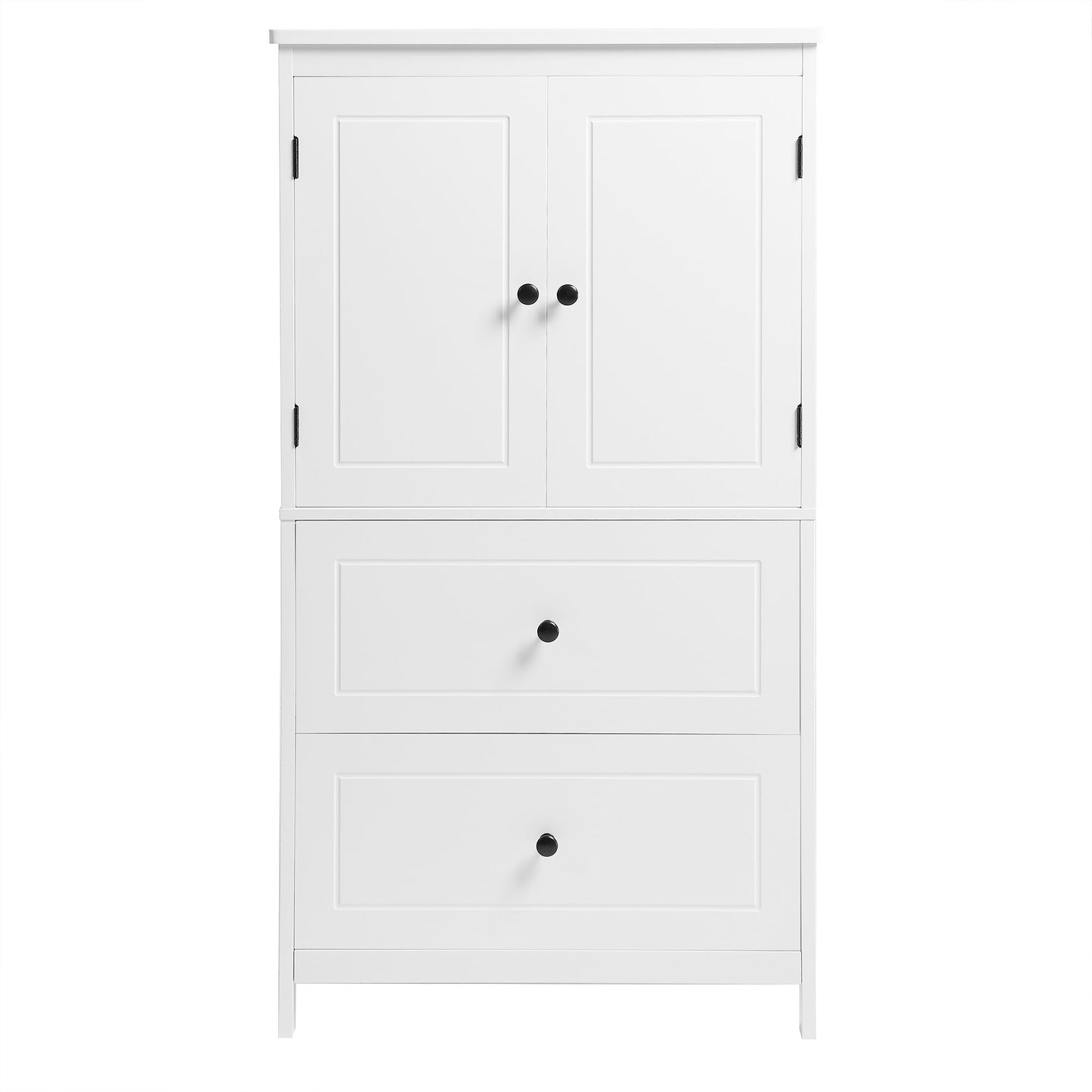 Bathroom Storage Cabinet With 2 Doors And Drawers, Adjustable Shelf