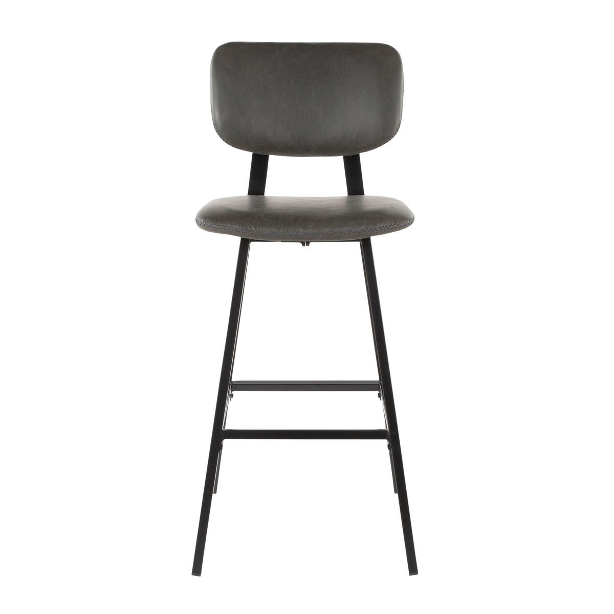 Foundry - Contemporary Barstool Zig Zag Stitching (Set of 2) - Black / Gray