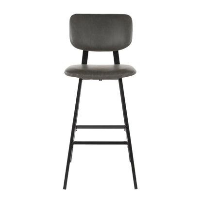Foundry - Contemporary Barstool Zig Zag Stitching (Set of 2) - Black / Gray
