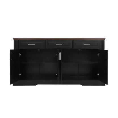 Fluted Sideboard Buffet Cabinet With 4 Doors And 3 Drawers