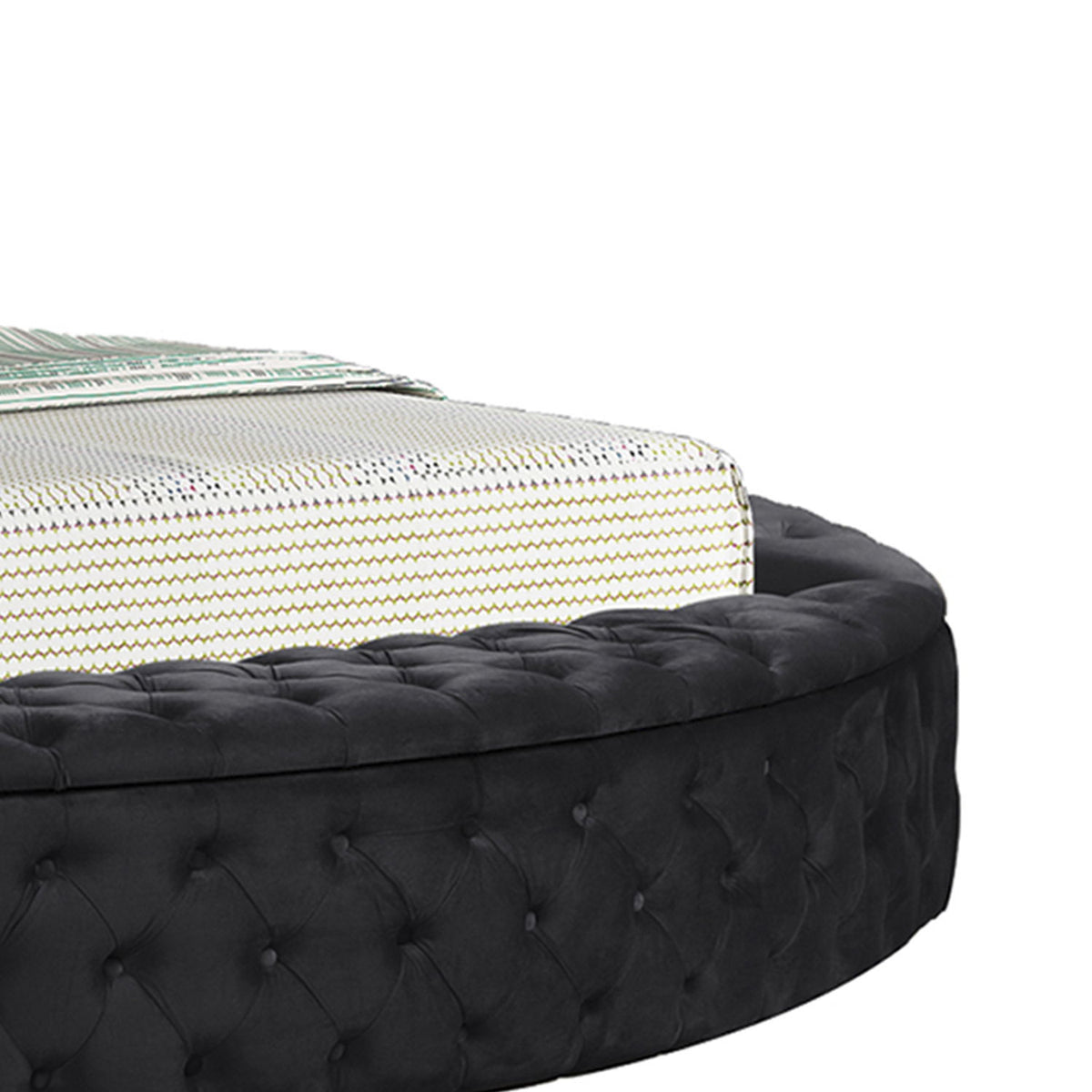 Hazel - Queen Size Tufted Storage Bed & Bluetooth Speakers, USB Port - Black