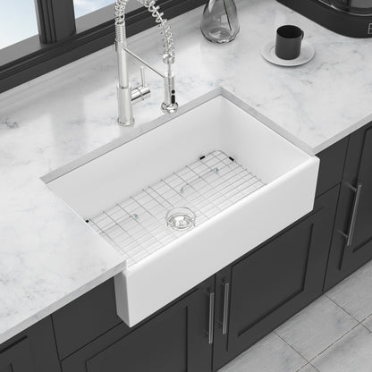 Farmhouse Sink, Apron-Front Porcelain Ceramic Single Bowl