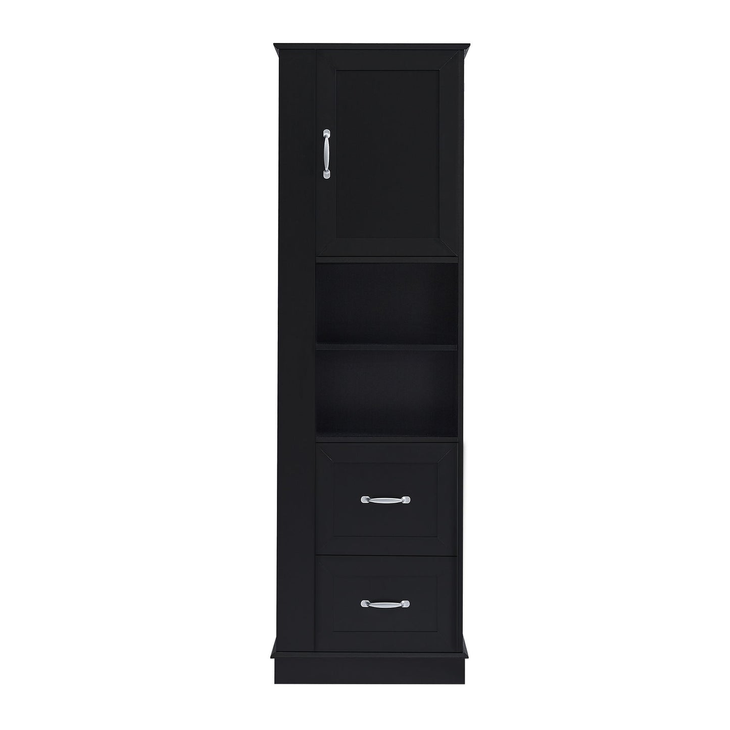 Freestanding Bathroom Storage Cabinet With Adjustable Shelves And Side Hooks Board, Rectangle Design