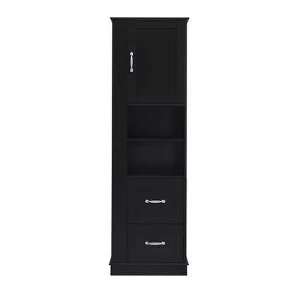 Freestanding Bathroom Storage Cabinet With Adjustable Shelves And Side Hooks Board, Rectangle Design