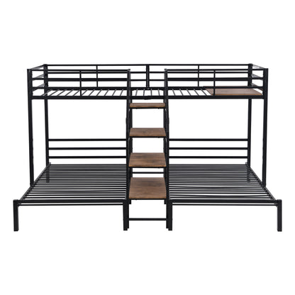 Metal Bunk Bed With Storage Shelves Staircase