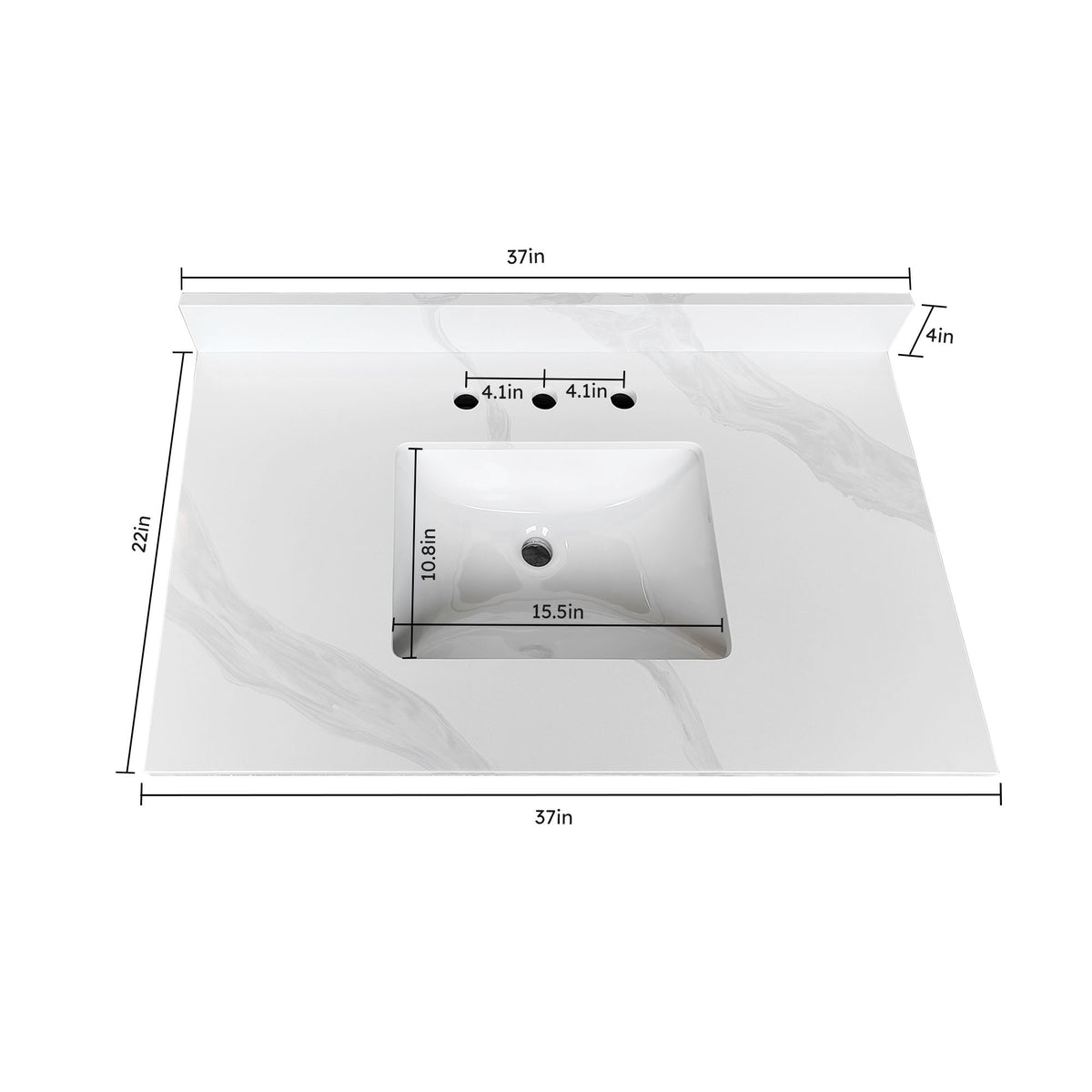Bathroom Vanity Top With Undermount Sink, 3 Pre Drilled Holes