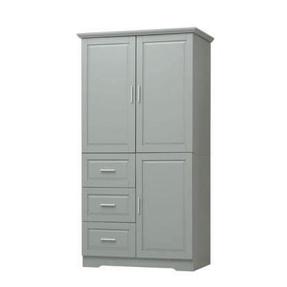 Tall Wide Storage Cabinet With Doors, 3 Drawers