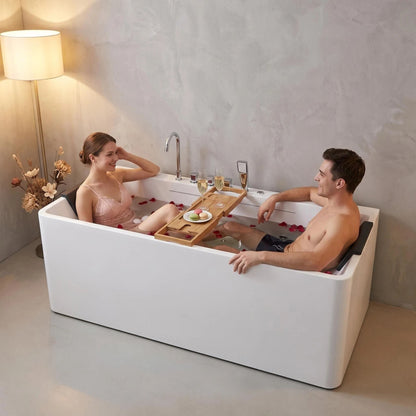 Xavier - Single Massage Bathtub, Equipped With Gfci Plug And Ul Certified Water Pump, Upc Certified Drain - Milk White