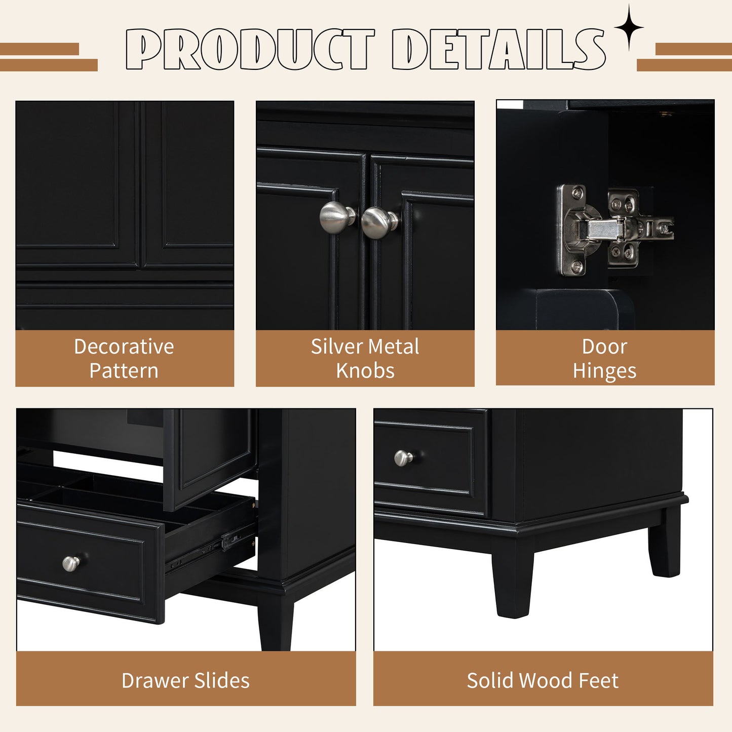 Modern Bathroom Vanity Base Only With Doors And Drawer