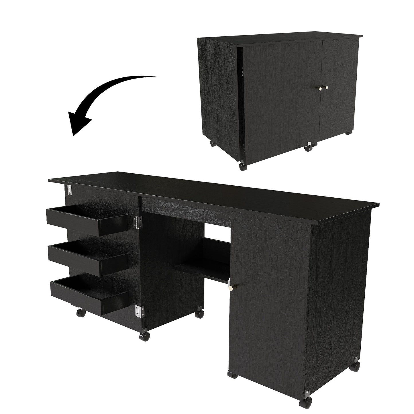 Foldable Sewing Table With Locking Casters